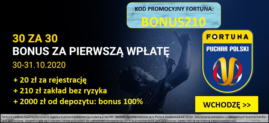 Fortuna Bonus 30 za 30 w dniach 30-31.10.2020