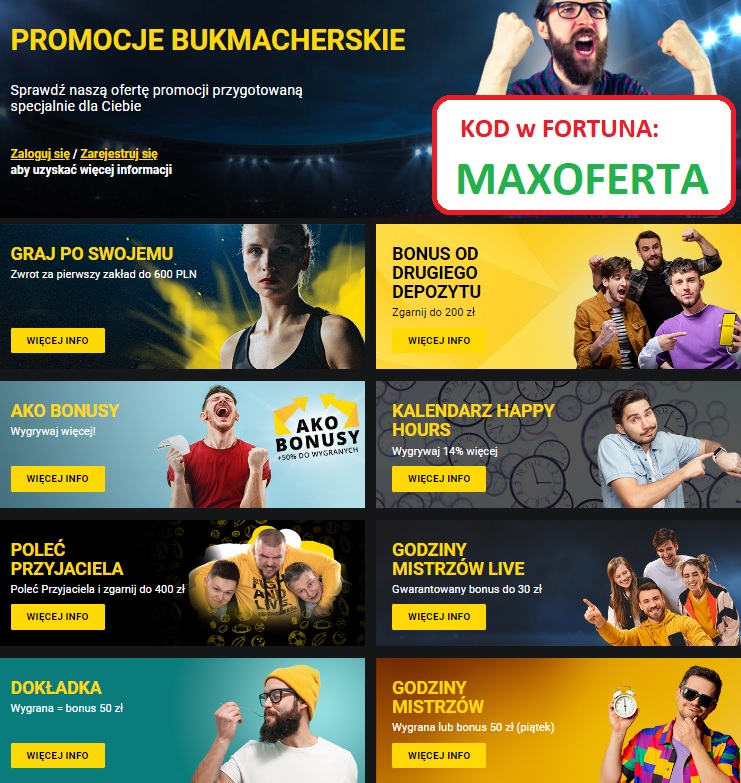 Kod promocyjny Fortuna w 2022 - maxoferta